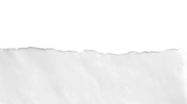 Realistic torn paper edge. Ripped white paper mockup isolated on transparent background. Piece of rip paper PNG. mockup template