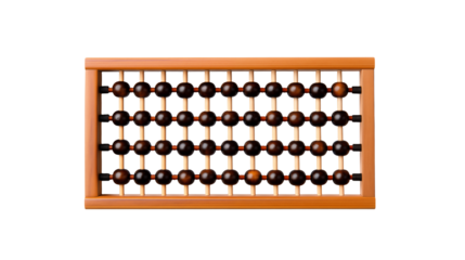 An abacus showcases its wooden frame and beads Isolated on transparent Background