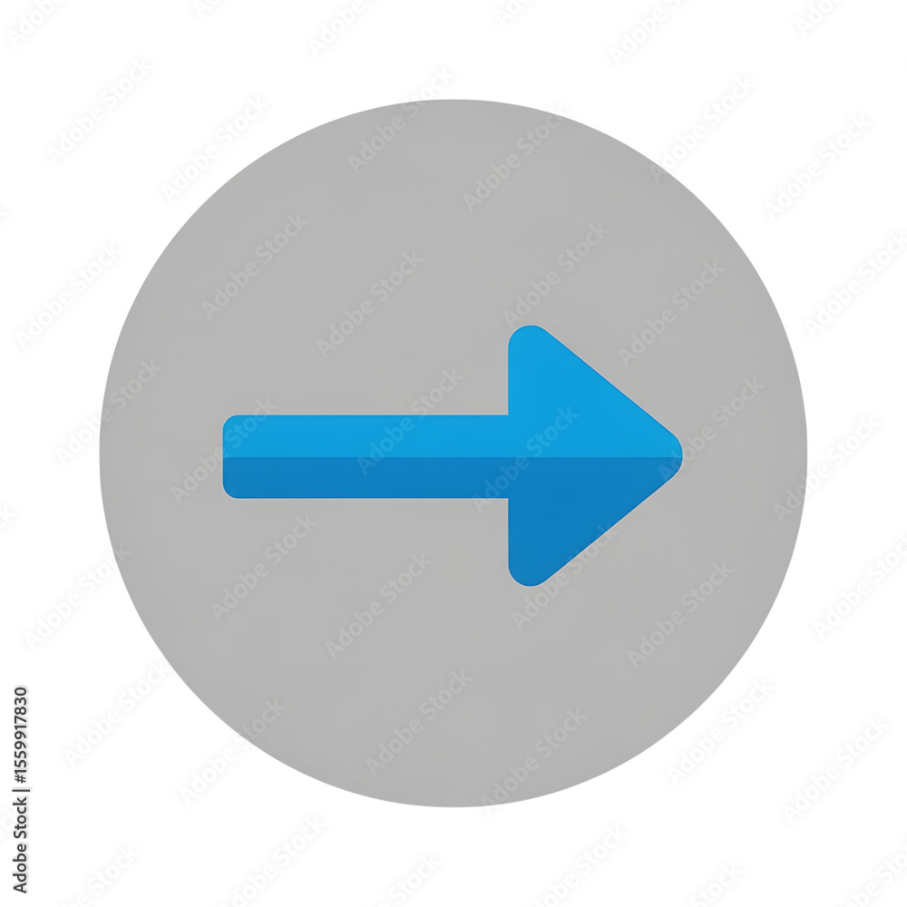 Poster modern blue arrow pointing right inside a circular button png file isolated on transparent backgroun