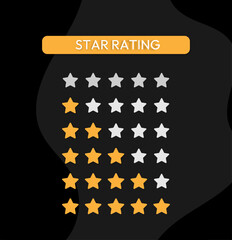 vector template ranking stars infographics yellow stars on a black background