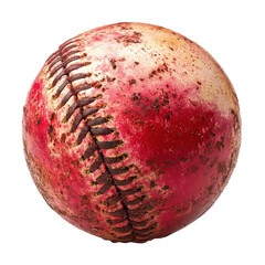 Softball, A close-up of a yellow softball resting on a grass field, with a blurred background of a baseball diamond, isolated on transparent background