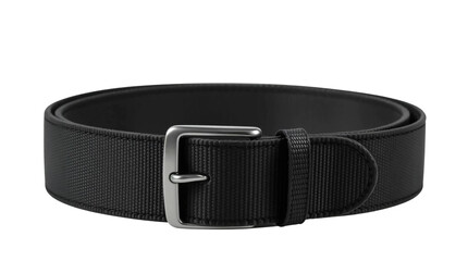 Black canvas belt isolated on transparent background