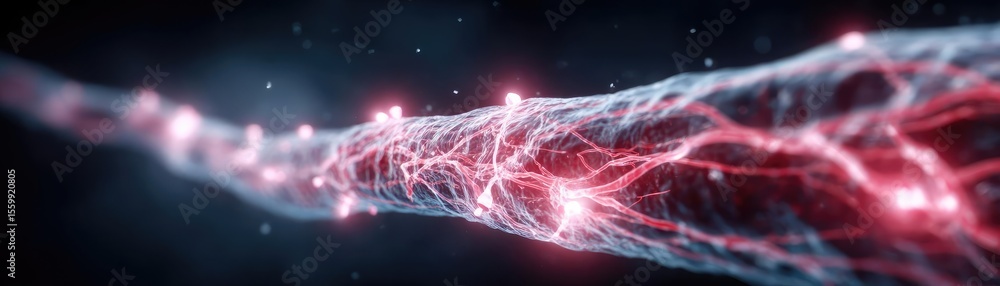 Poster hypertension danger from plaque formation and cardio scan concept. abstract digital lines with red g