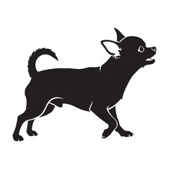 A modern Chihuahua silhouette, featuring clean, contemporary lines - Chihuahua silhouette - Chihuahua Vector - Silhouette of Chihuahua - dog silhouette

