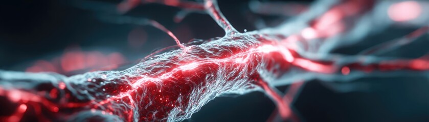Hypertension danger from plaque formation and cardio scan concept. Abstract representation of neural connections in vibrant colors.