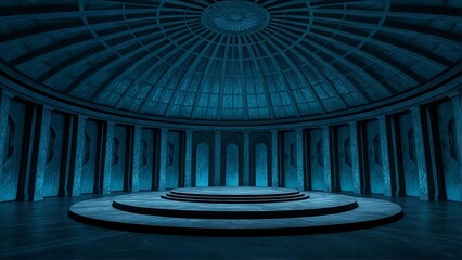 Circular hall with domed ceiling and platform