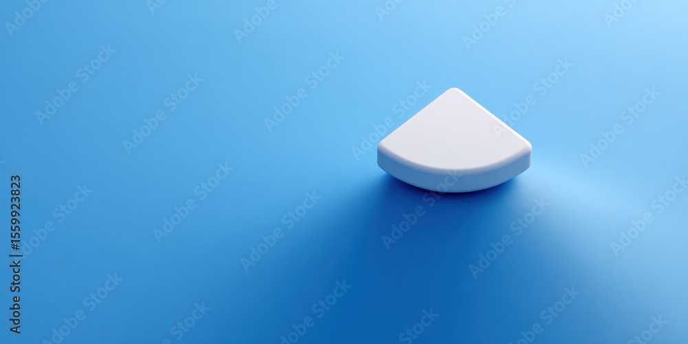 Poster white triangle shape, three dimensional geometric, 3d rendering design on blue background