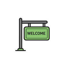 A welcoming sign with friendly invitation to come in.