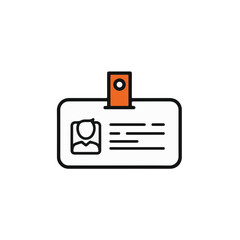 Simple identification card with orange lanyard on white background
