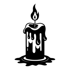 burning candle on a white background
