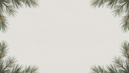 Elegant Pine Needle Frame with Copy Space for Festive Greetings or Holiday-Themed Designs