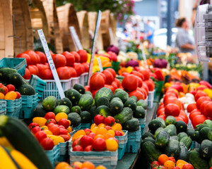 Peppers on a market stall
