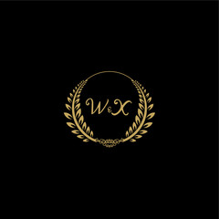 Fototapeta premium WX beautiful feminine and elegant wedding monogram initial logo with circle floral gold