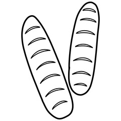 Hand drawn bread cartoon illustration outline 