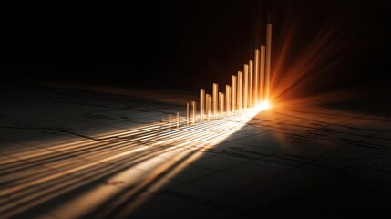 Sunlit bar chart representing growth and data analysis in a radiant design