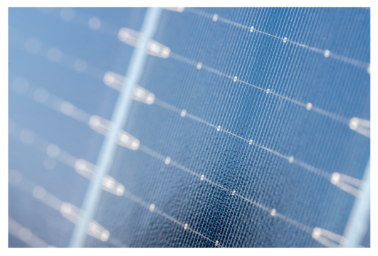 Isolated macro solar panel cell on transparent background. Clean energy tech element for design or infographics.