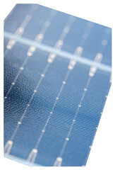 Isolated macro solar panel cell on transparent background. Clean energy tech element for design or...
