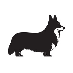Presenting a classic Corgi breed profile, with clean, sharp edges - Corgi silhouette - Corgi Vector - Silhouette of Corgi - dog vector

