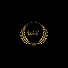 WS beautiful feminine and elegant wedding monogram initial logo with circle floral gold