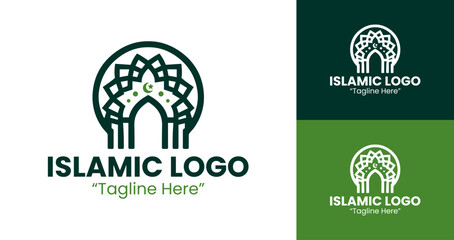 Unique and Creative Islamic Logo for Religious and Cultural Brands in Green