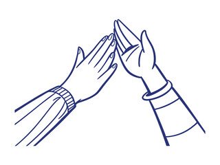 Praying Hands with Blue Sleeves Line Art Illustration