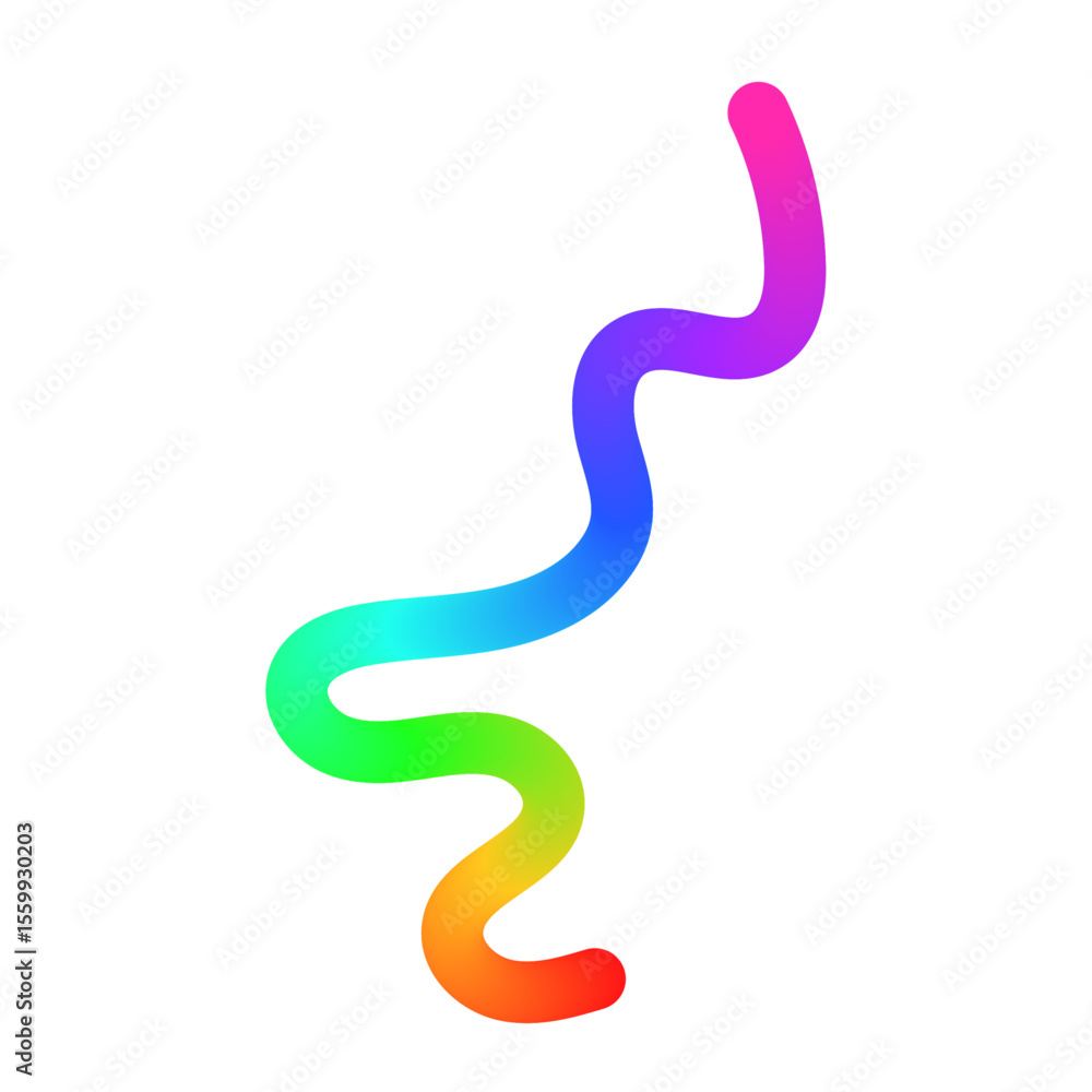 Canvas Prints abstract wavy lines with colorful gradient ribbon shapes, organic squiggle pattern, playful doodle e