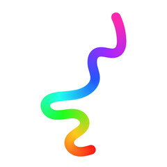 Abstract wavy lines with colorful gradient ribbon shapes, organic squiggle pattern, playful doodle elements in a 3D rainbow design. Flat vector illustration isolated on white background.