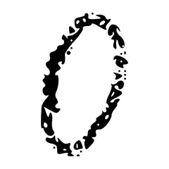Grunge numbers 1,2 with rough brush texture acrylic. Hand-painted spray ink effect, doodle calligraphy font. Flat illustration isolated on white.