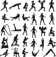 set of silhouettes of people