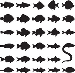 set of fish silhouettes