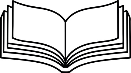 Vector art of an open book with blank pages invites the reader to learn, isolated on white background