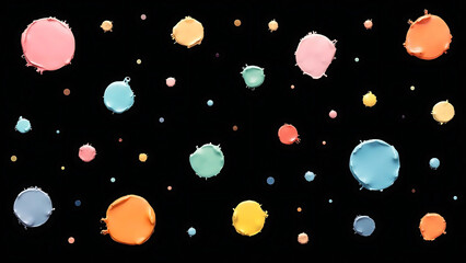 Modern Color Palette with Circular Paint Blobs on Black Background