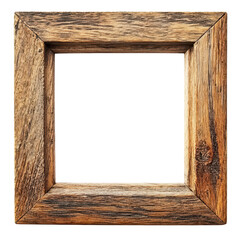 Wooden Photo Frame, Old rustic wooden frame, isolated on transparent background