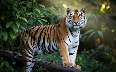 Fototapeta premium Majestic Tiger in Lush Jungle Setting