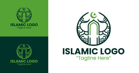 Abstract Islamic Logos in Green for Branding and Design