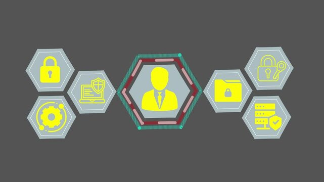 Cybersecurity concept animation padlock icon .concept with person working in office for digital technology. protecting network of user profiles, symbolizing personal data privacy, online security - Powered by Adobe