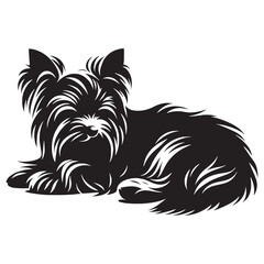A lively Yorkshire Terrier dog artwork, capturing the breed's spirited nature - Yorkshire Terrier silhouette - Yorkshire Terrier Vector - Silhouette of Yorkshire Terrier - dog silhouette

