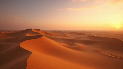 Golden Sand Dunes at Sunset – Minimalist Landscape in Golden Hour Light
