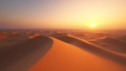 Golden Sand Dunes at Sunset – Minimalist Landscape in Golden Hour Light