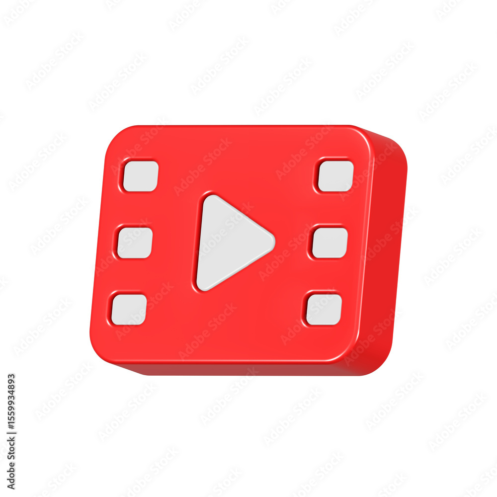Aufkleber play button icon player movie symbol 3d rendering