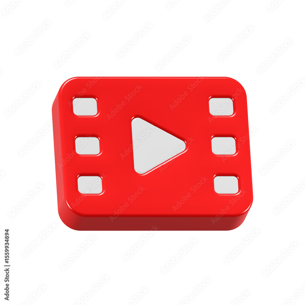 Poster play button icon player movie symbol 3d rendering