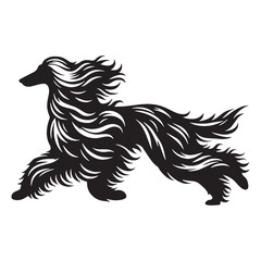 An iconic Afghan Hound representation, clearly identifying the beloved breed - Afghan Hound silhouette - Afghan Hound Vector - Silhouette of Afghan Hound - dog vector

