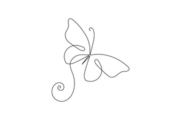 Butterfly continuous one line art drawing beautiful flying minimalist single line unique butterfly vector illustration.