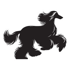 A graceful Afghan Hound dog artwork, capturing the breed's flowing lines - Afghan Hound silhouette - Afghan Hound Vector - Silhouette of Afghan Hound - dog silhouette

