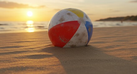 Obraz premium Sunset Beach Memories - The Lone Beach Ball