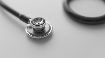 Monochromatic elegance, a stethoscope resting on a neutral surface imparts clinical minimalism