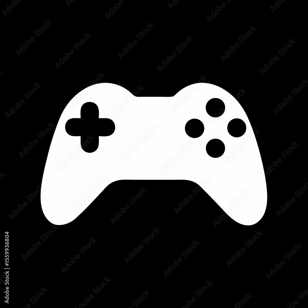 Poster white gaming controller on black background simple minimalist design device for video games modern t