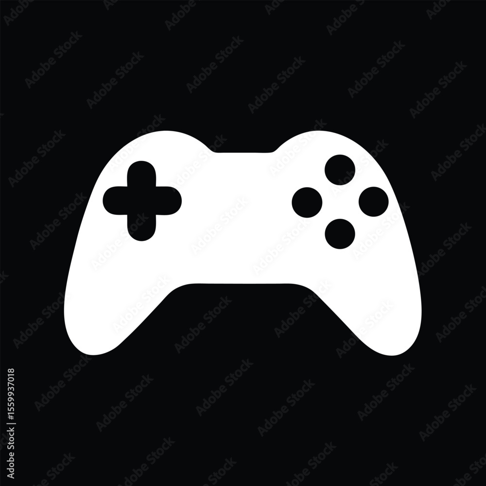 Poster white video game controller on black background for gaming enthusiasts and console players who enjoy