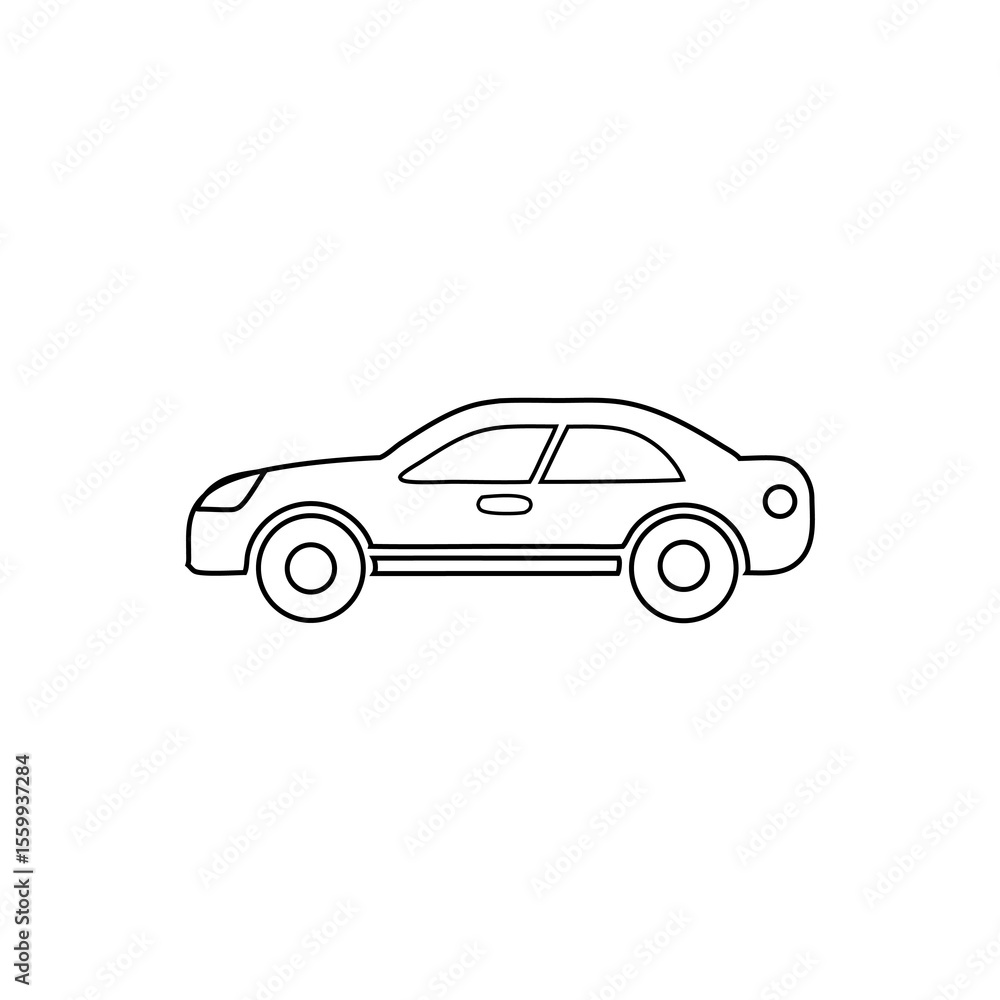 Poster simple car outline drawing for automotive or transportation concepts sleek vehicle design with clear