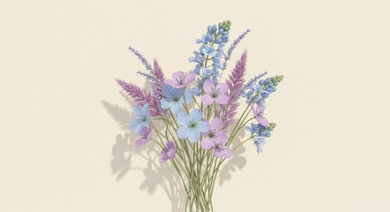 Arranging Wildflowers in Pastel Hues with Soft Shadow